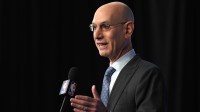 NBA commissioner Adam Silver speaks at press conference during the NBA All Star game at the Intuit Dome