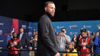 Team USA Stripes guard Stephen Curry (30) of the Golden State Warriors on the red carpet before the 75th NBA All Star Game at Intuit Dome.