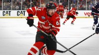 Team Canada forward Brad Marchand (63) during the 4 Nations Face-Off ice hockey championship game against the United States at TD Garden.