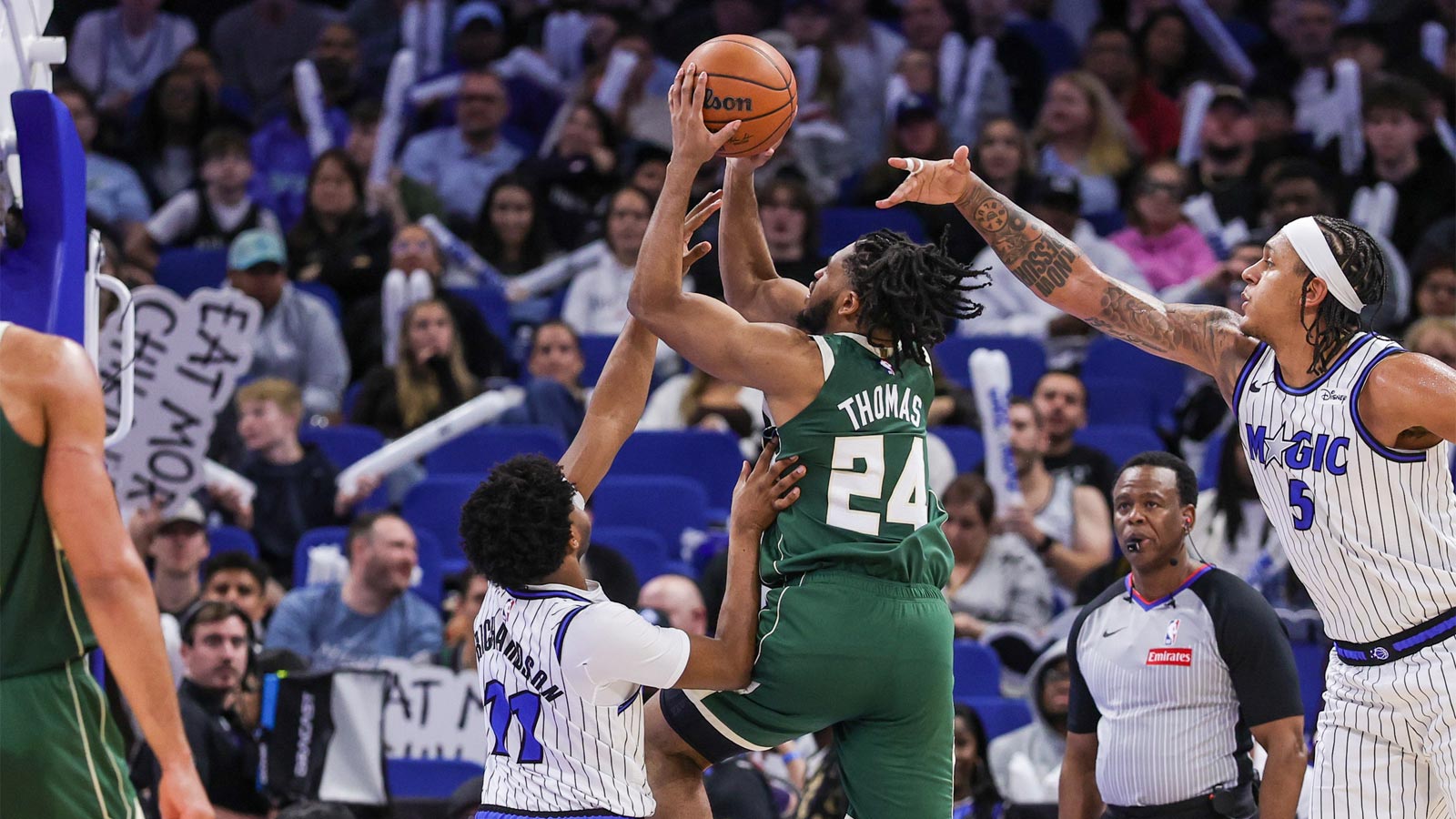 Giannis’ eye of the tiger look at Cam Thomas after dagger will have Bucks fans fired up