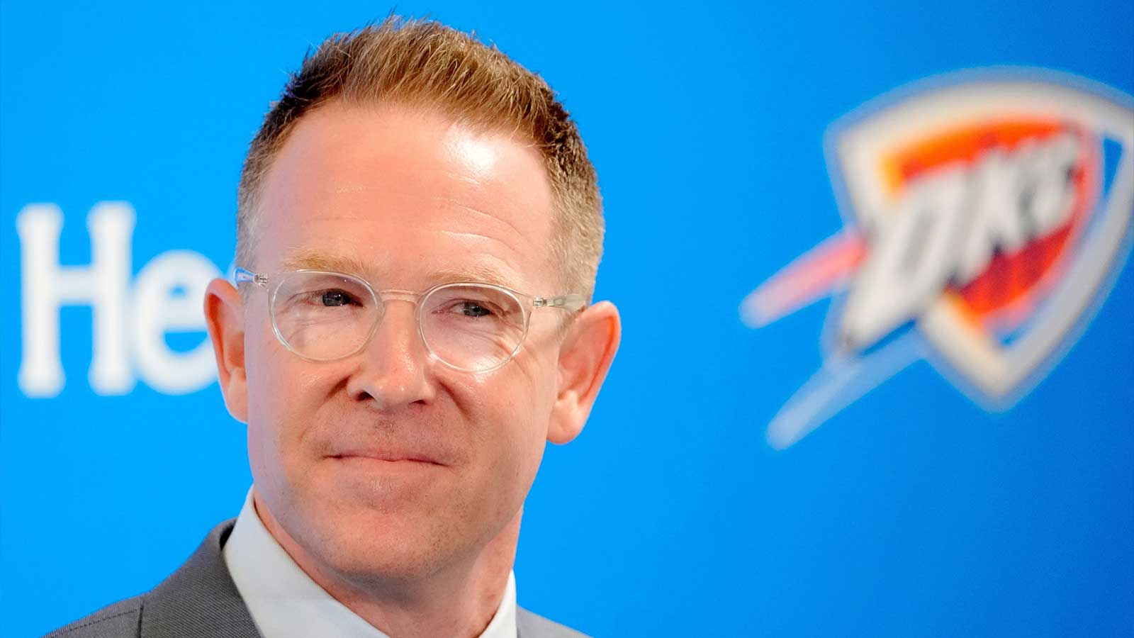 Thunder general manager Sam Presti speaks during an introductory press conference for the 2024 Thunder draft picks at Oklahoma Contemporary Arts Center in Oklahoma City