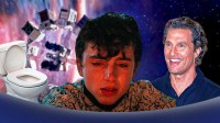 Timothée Chalamet & Matthew McConaughey; Interstellar background and a toilet seat