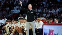 Miami (OH) RedHawks head coach Travis Steele works the sideline against the Ohio Bobcats in the first half at Millett Hall.