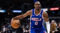 Philadelphia 76ers guard Tyrese Maxey (0) in the first half against the Indiana Pacers at Gainbridge Fieldhouse.