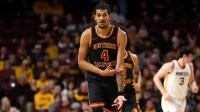 Southern California Trojans forward Chad Baker-Mazara (4) celebrates his three-point basket against the Minnesota Golden Gophers during the first half at Williams Arena.