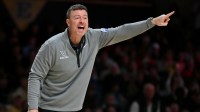 Vanderbilt Commodores head coach Mark Byington yells to his team against the Mississippi Rebels during the second half at Memorial Gymnasium.
