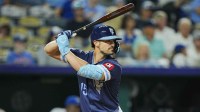 Kansas City Royals right fielder Randal Grichuk (15) bats during the seventh inning against the Toronto Blue Jays at Kauffman Stadium.