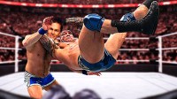 Tom Brady getting an RKO from WWE Superstar Randy Orton.