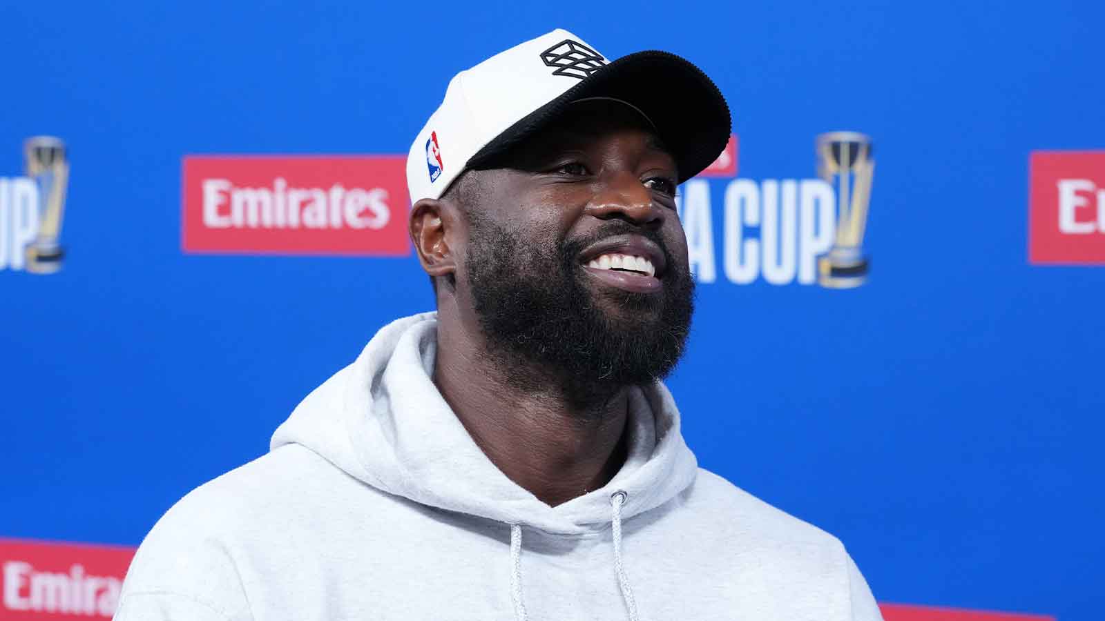 NBA on Prime analyst Dwyane Wade at press conference at T-Mobile Arena.