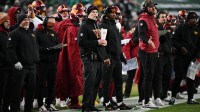 Washington Commanders head coach Dan Quinn on the sidelines against the Philadelphia Eagles at Lincoln Financial Field.