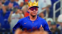 Graphic with New York Mets All-Star Juan Soto in New York City with a crown on his head