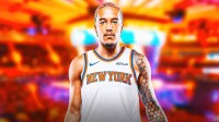Knicks forward Jeremy Sochan, Madison Square Garden in back