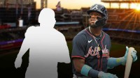 Ronald Acuña Jr next to silhouette of Bo Bichette