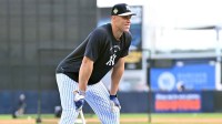 New York Yankees outfielder Aaron Judge (99) watches batting practice during spring training at George M. Steinbrenner Field