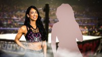 WWE Women's Intercontinental Champion AJ Lee and a silhouette of Bayley.