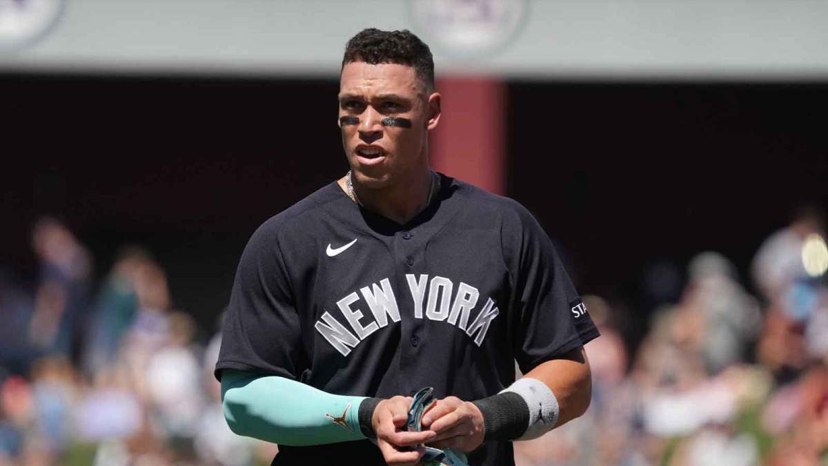 New York Yankees right fielder Aaron Judge (99) against the Chicago Cubs in the third inning at Sloan Park.