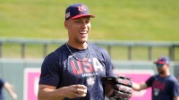 United States right fielder Aaron Judge (99) warms up before a game against the Colorado Rockies at Salt River Fields.