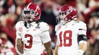 Alabama Crimson Tide defensive back Keon Sabb (3) and defensive back Bray Hubbard (18) against the Oklahoma Sooners during the CFP National Playoff First Round at Gaylord Family Oklahoma Memorial Stadium.