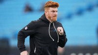 Carolina Panthers quarterback Andy Dalton (14) warms up before the game against the Seattle Seahawks at Bank of America Stadium.
