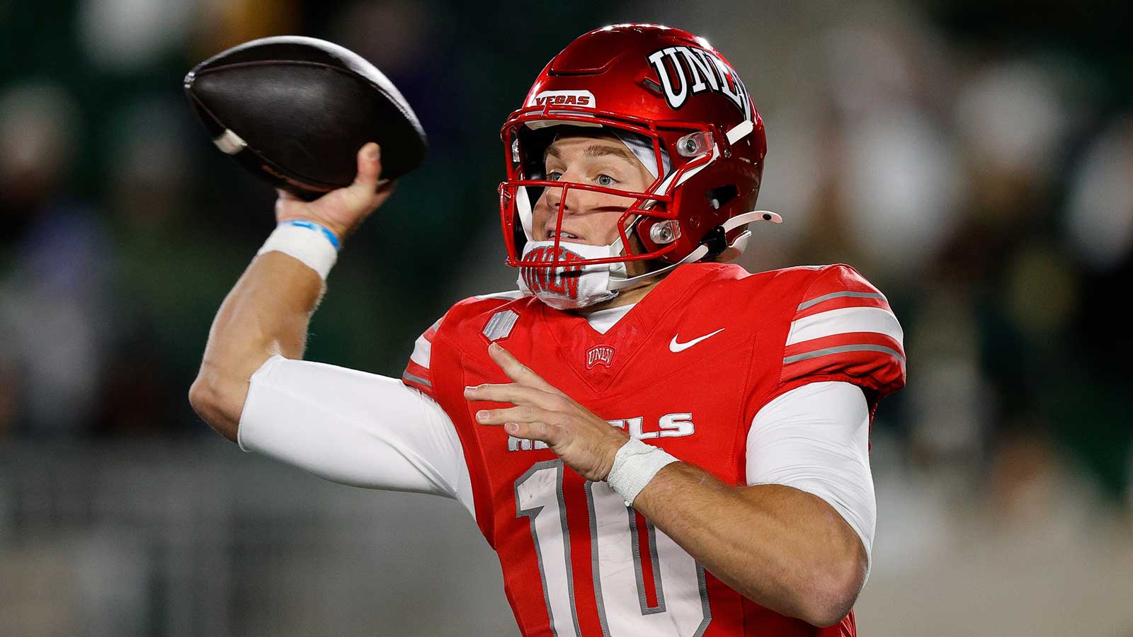 UNLV Rebels quarterback Anthony Colandrea (10) attempts a pass in the third quarter against the Colorado State Rams at Sonny Lubick Field at Canvas Stadium.