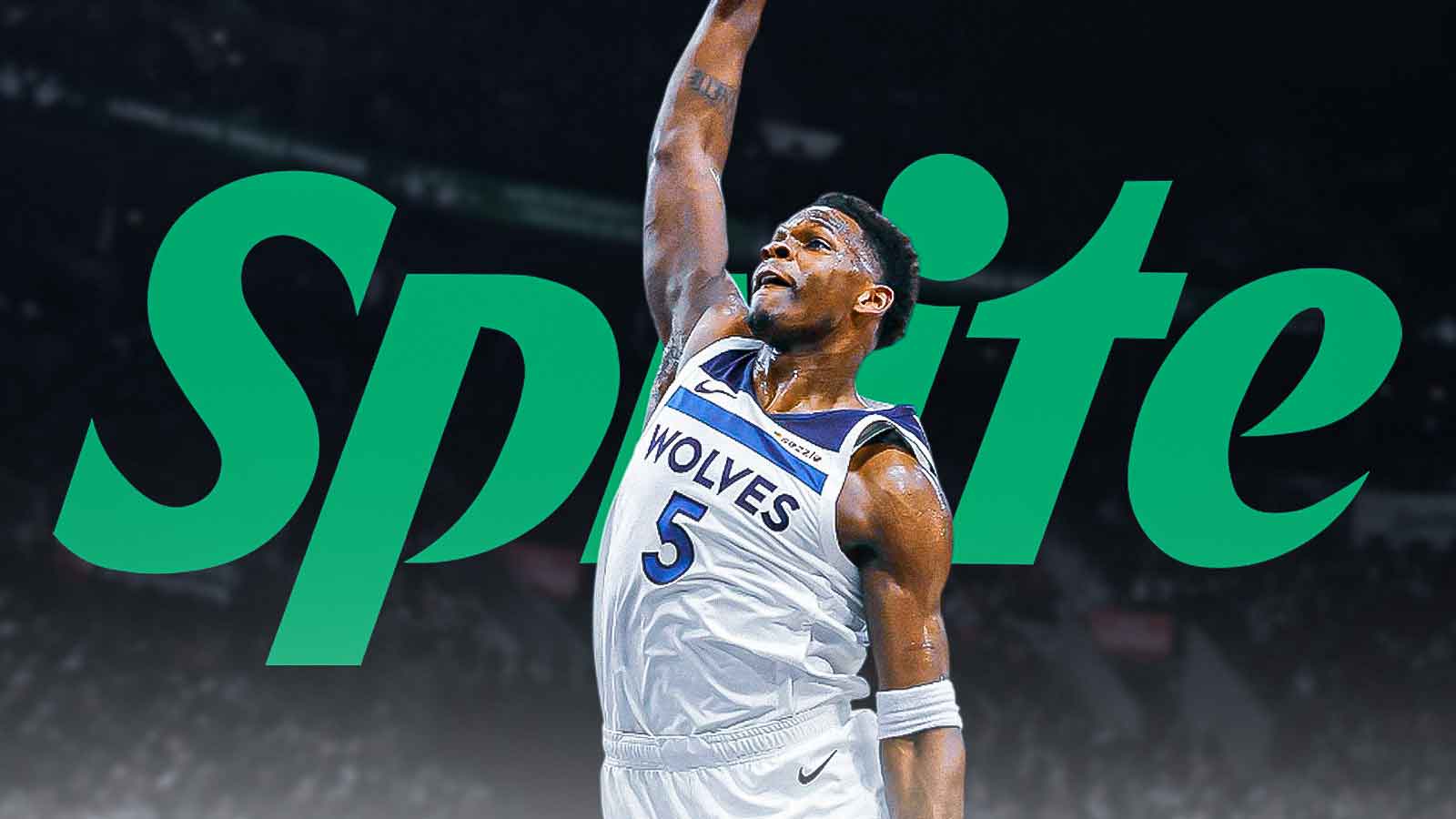 Minnesota Timberwolves guard Anthony Edwards with Sprite, the Official Global Soft Drink Partner of the NBA, logo.