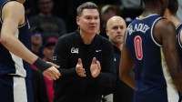 Arizona Wildcats head coach Tommy Lloyd reacts in the second half against the Colorado Buffaloes at the CU Events Center.