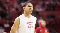 Arkansas Razorbacks guard Darius Acuff Jr. prior to the game against the Texas A&M Aggies at Bud Walton Arena.
