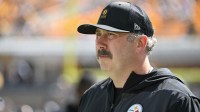 Sep 14, 2025; Pittsburgh, Pennsylvania, USA; Pittsburgh Steelers offensive coordinator Arthur Smith walks the sideline before a game against the Seattle Seahawks at Acrisure Stadium. Mandatory Credit: Barry Reeger-Imagn Images
