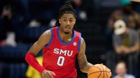SMU Mustangs guard B.J. Edwards (0) brings the ball upcourt against against the California Golden Bears during the first half at Haas Pavilion.