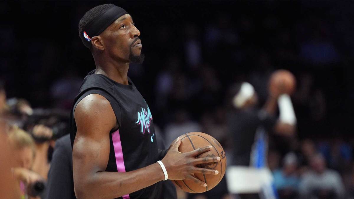 Miami Heat center Bam Adebayo (13) warms-up before the start of the game against the Orlando Magic during at Kaseya Center.