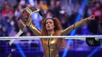 WWE Superstar Becky Lynch at the Royal Rumble before WrestleMania 38.