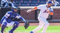 Former New York Mets outfielder Carlos Beltran hits during the Mets Alumni Game at Citi Field.