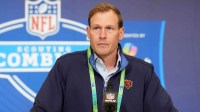 Chicago Bears coach Ben Johnson speaks at the NFL Scouting Combine at the Indiana Convention Center.