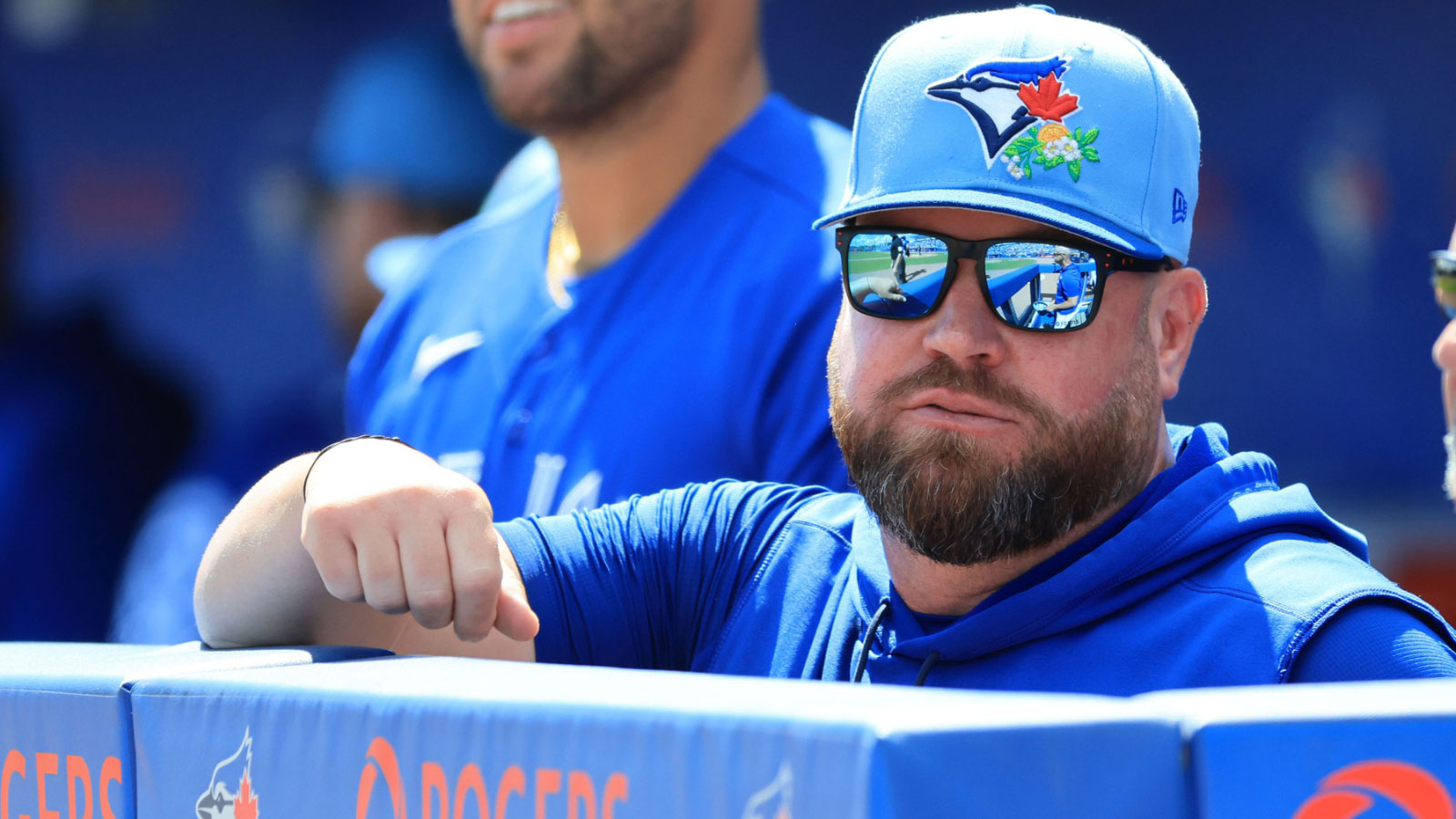 Toronto Blue Jays manager John Schneider (14) looks on against Team Canada at TD Ballpark.