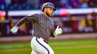 New York Mets third baseman Bo Bichette (19) runs out a single during the fourth inning at Citi Field.