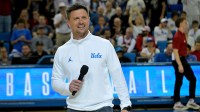 UCLA Bruins head football coach Bob Chesney is introduced during the basketball game against the Indiana Hoosiers at Pauley Pavilion presented by Wescom Financial.