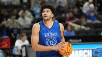 Duke Blue Devils forward Cameron Boozer (12) during a practice session ahead of the first round of the men's 2026 NCAA Tournament at Bon Secours Wellness Arena.
