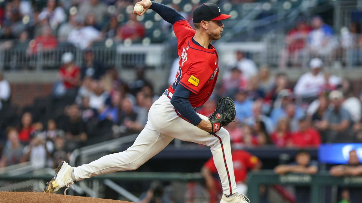 Atlanta Braves pitcher Joey Wentz (33) pitches the ball against the Pittsburgh Pirates during the first inning at Truist Park.