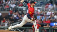 Atlanta Braves pitcher Joey Wentz (33) pitches the ball against the Pittsburgh Pirates during the first inning at Truist Park.