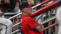 Atlanta Braves manager Brian Snitker (43) during the game against the Pittsburgh Pirates during the third inning at Truist Park.