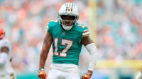 Miami Dolphins wide receiver Jaylen Waddle (17) reacts during the second quarter against the Cincinnati Bengals at Hard Rock Stadium.
