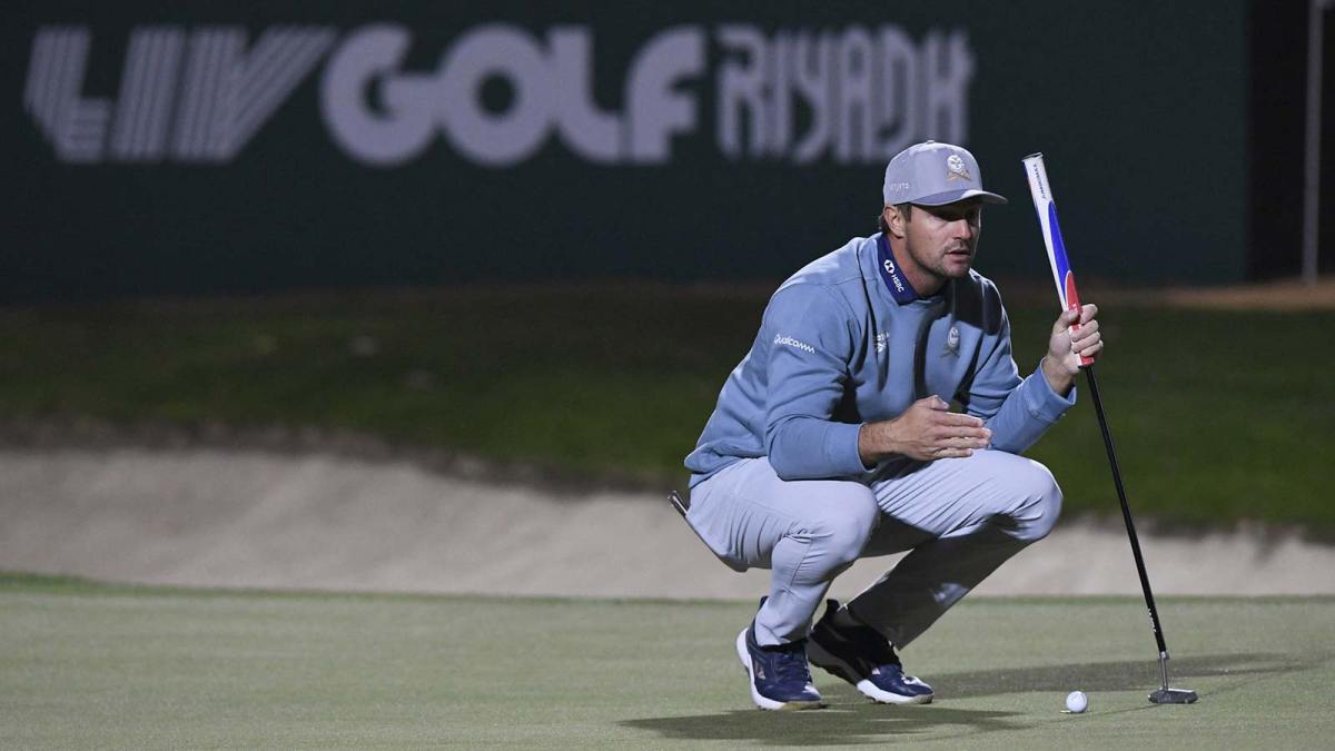 Bryson DeChambeau in action during the second round of play at LIV Golf Riyadh at the Riyadh Golf Club.