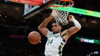 Bucks forward Giannis Antetokounmpo (34) dunks