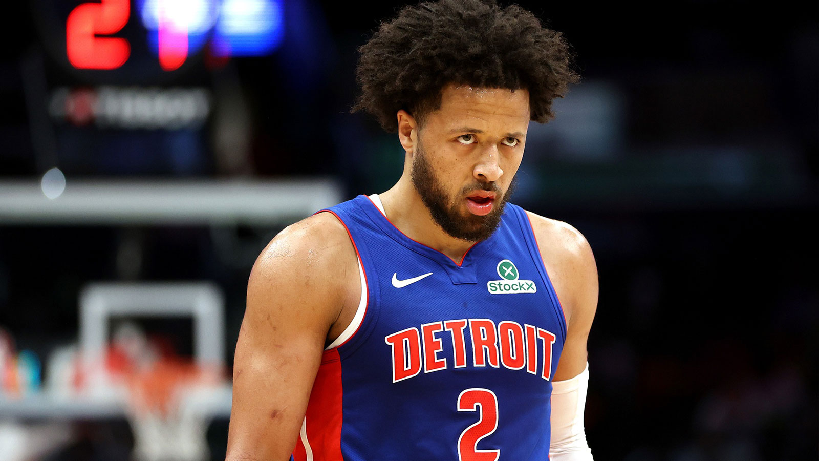 Detroit Pistons guard Cade Cunningham (2) looks on during the first half against the Washington Wizards at Capital One Arena.