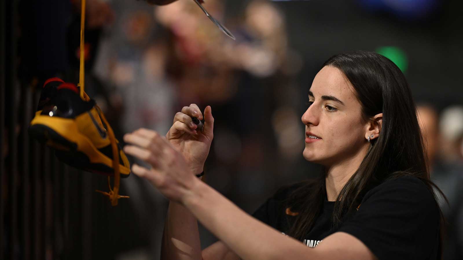 Indiana Fever guard Caitlin Clark before WNBA game.