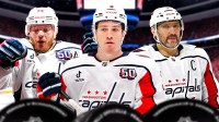 John Carlson, Ryan Leonard, and Alex Ovechkin