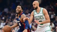 Celtics guard Derrick White defends