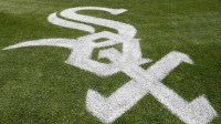 The Chicago White Sox logo behind home plate before a game between the Chicago White Sox and the Texas Rangers at U.S Cellular Field.