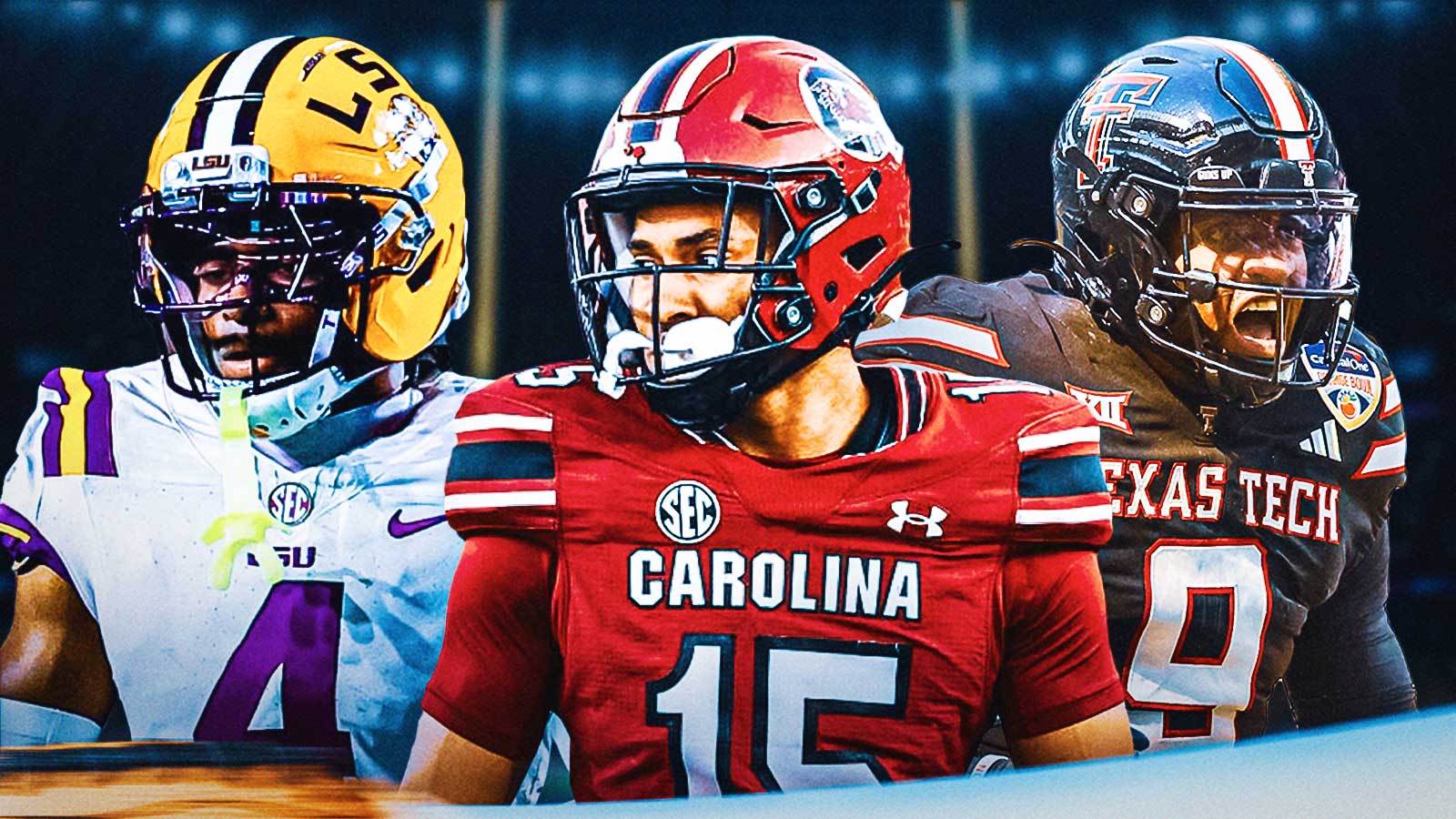 Mansoor Delane, Brandon Cisse, Romello Height all beside each other, Kansas City Chiefs wallpaper in the background