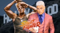 WWE Superstar Cody Rhodes, Cody Rhodes as Street Fighter character Guile, Background - Hollywood sign